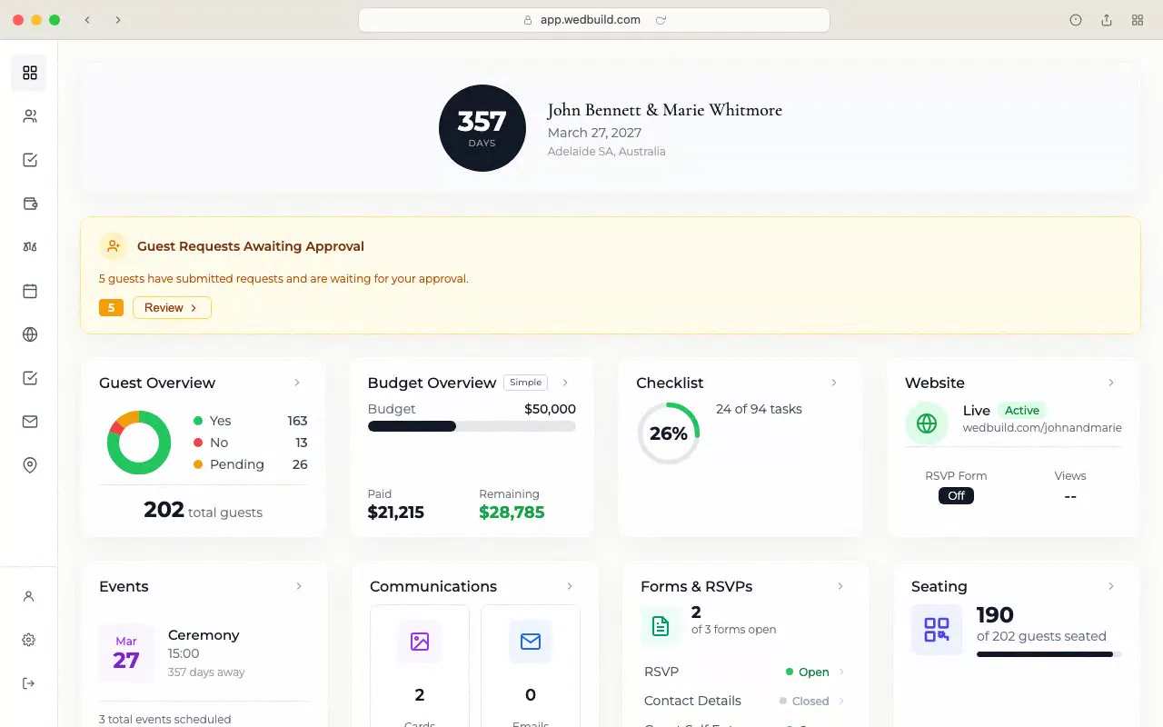 Your Wedding Dashboard preview