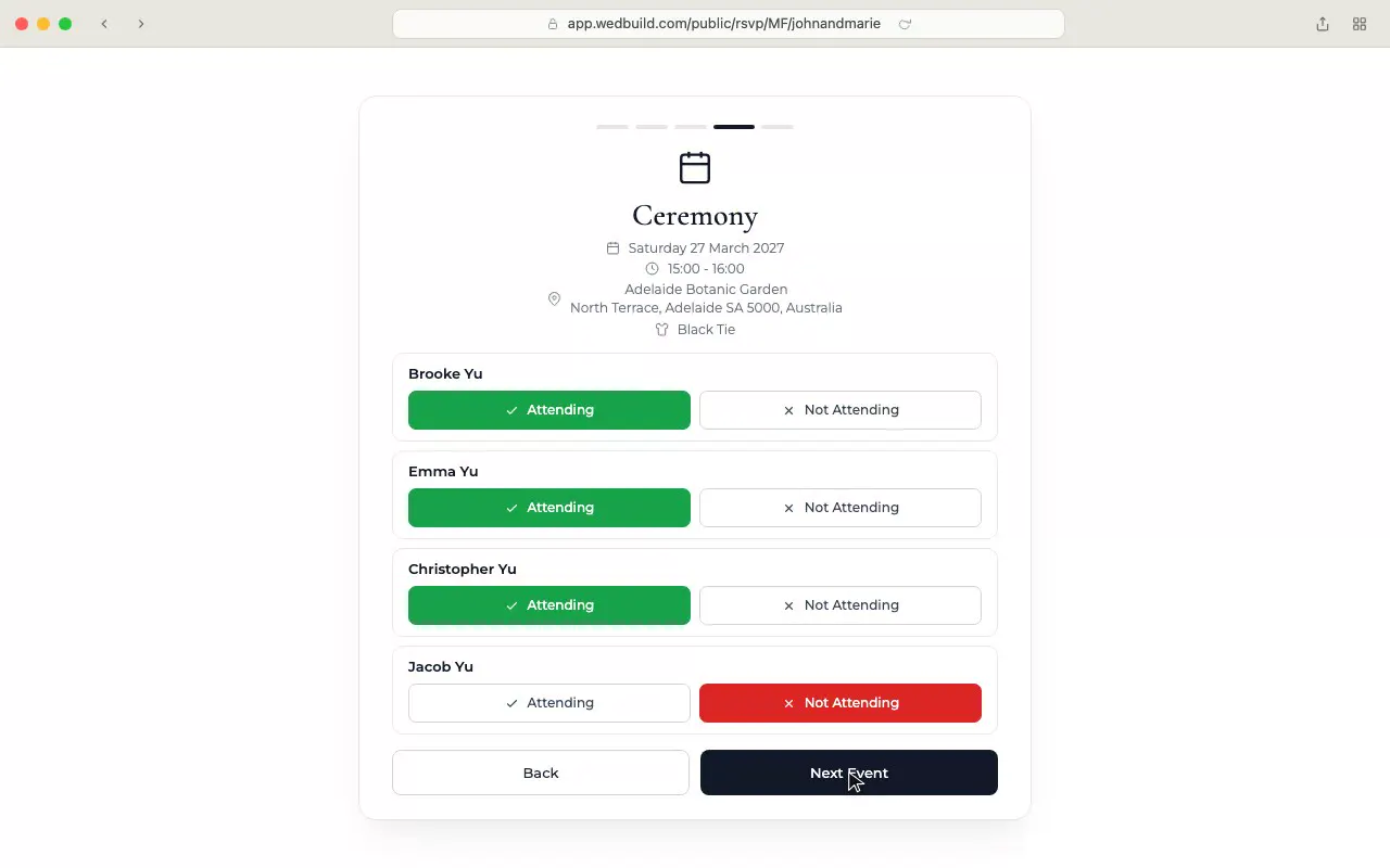 RSVPs & Forms preview